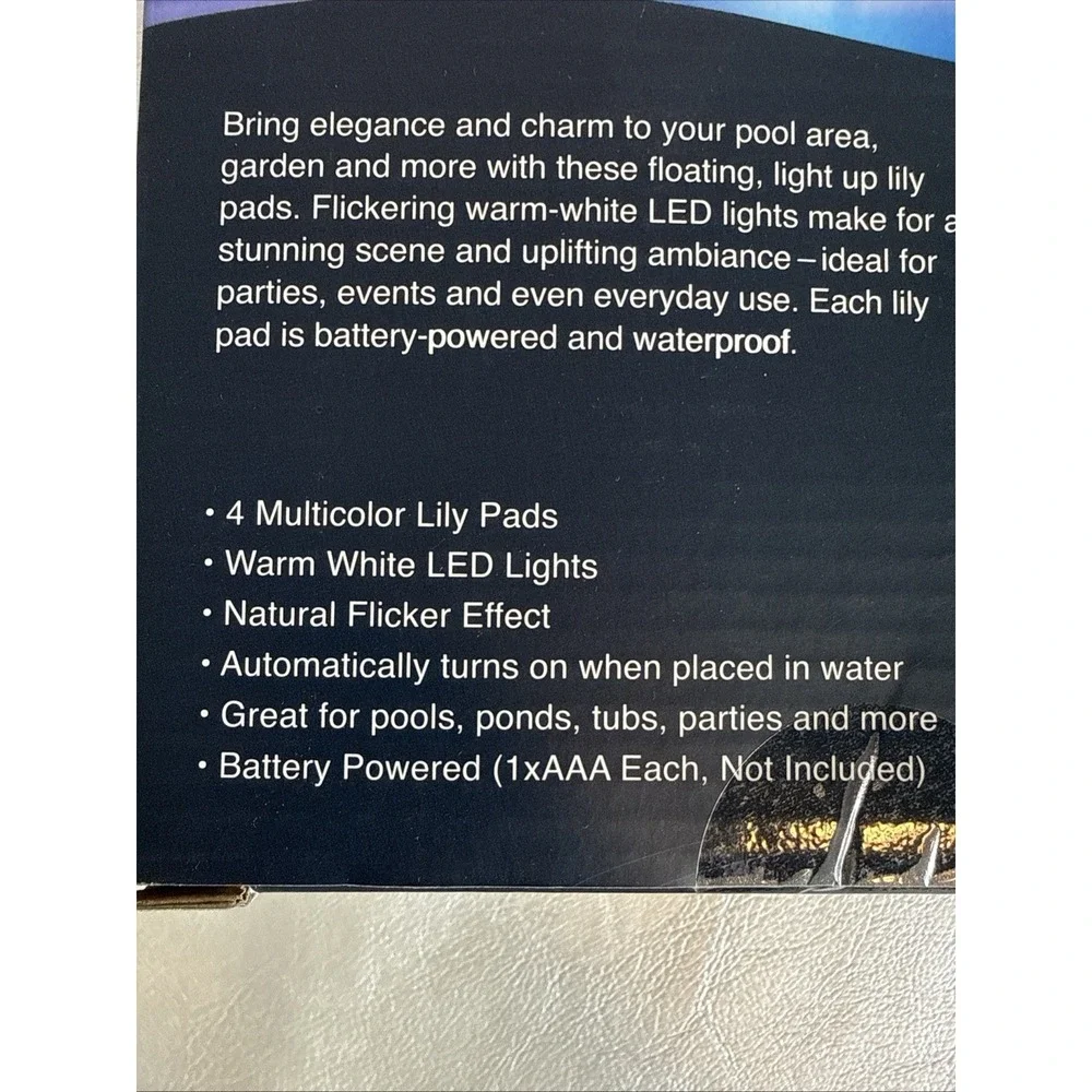 H Glo Merkury LED Floating Lily Pads 4 Pack Color Changing Lights Pool Pond